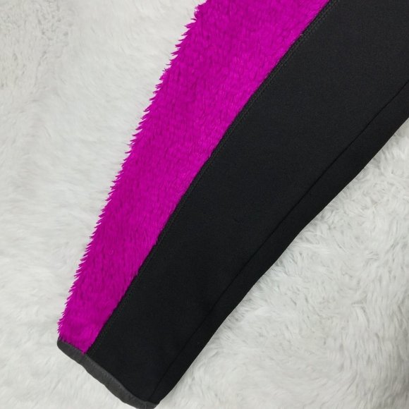 Fila Sport Womens Jacket Fleece Faux Fur Purple Black Full Zip Pockets Front M - Picture 9 of 12